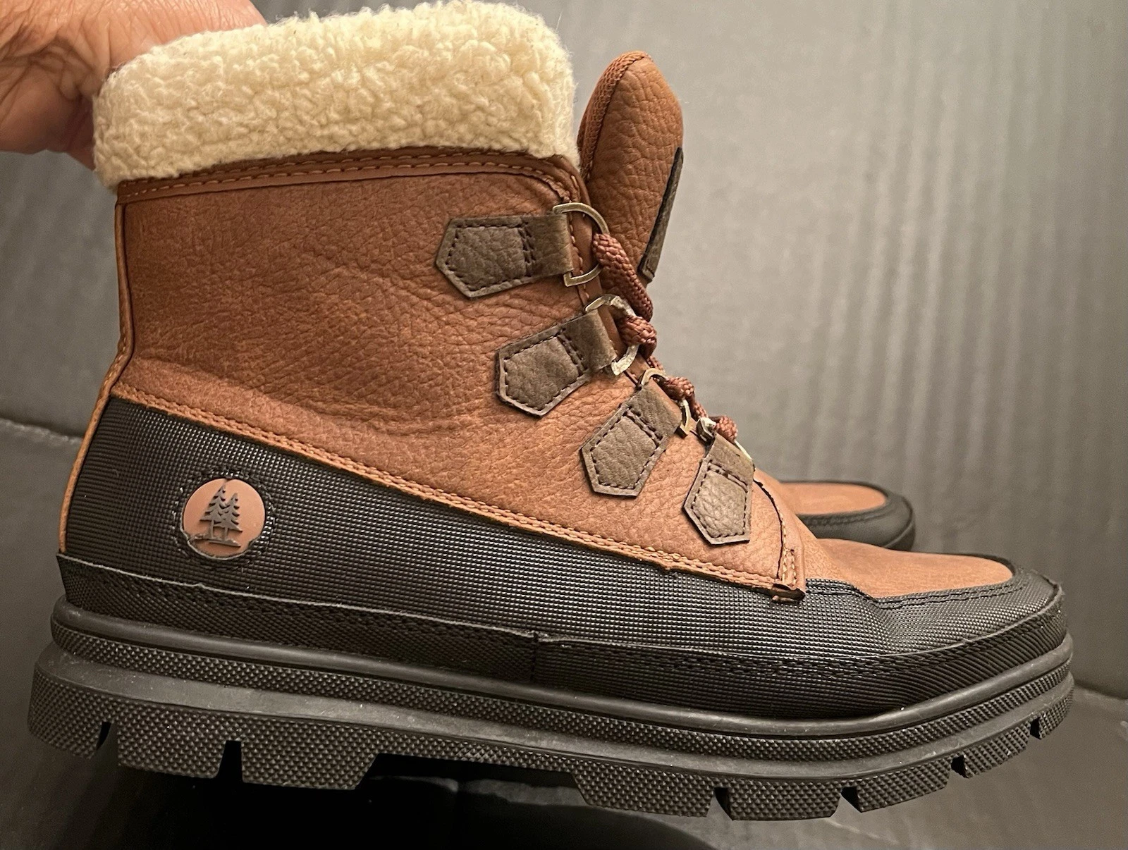 Bass Men's Ridgeback-WX Boots Hiking Shoes Tan Brown Fur Snow Boots Stylish 8.5