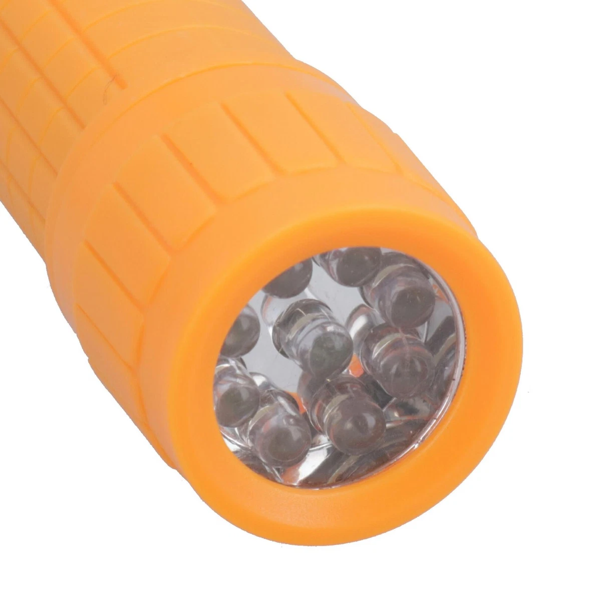 9 LED Naranja Antorcha Luz Mini Linterna Camping Senderismo Estuche de Goma
