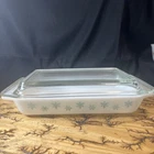 Vintage PYREX White w/ Turquoise Snowflake #548 Space Saver Lid