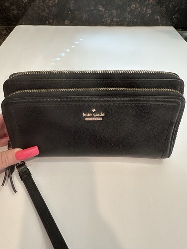 Kate Spade NY Patterson Drive Anita Black Leather Wristlet Clutch Double Zip EUC - Picture 14 of 14