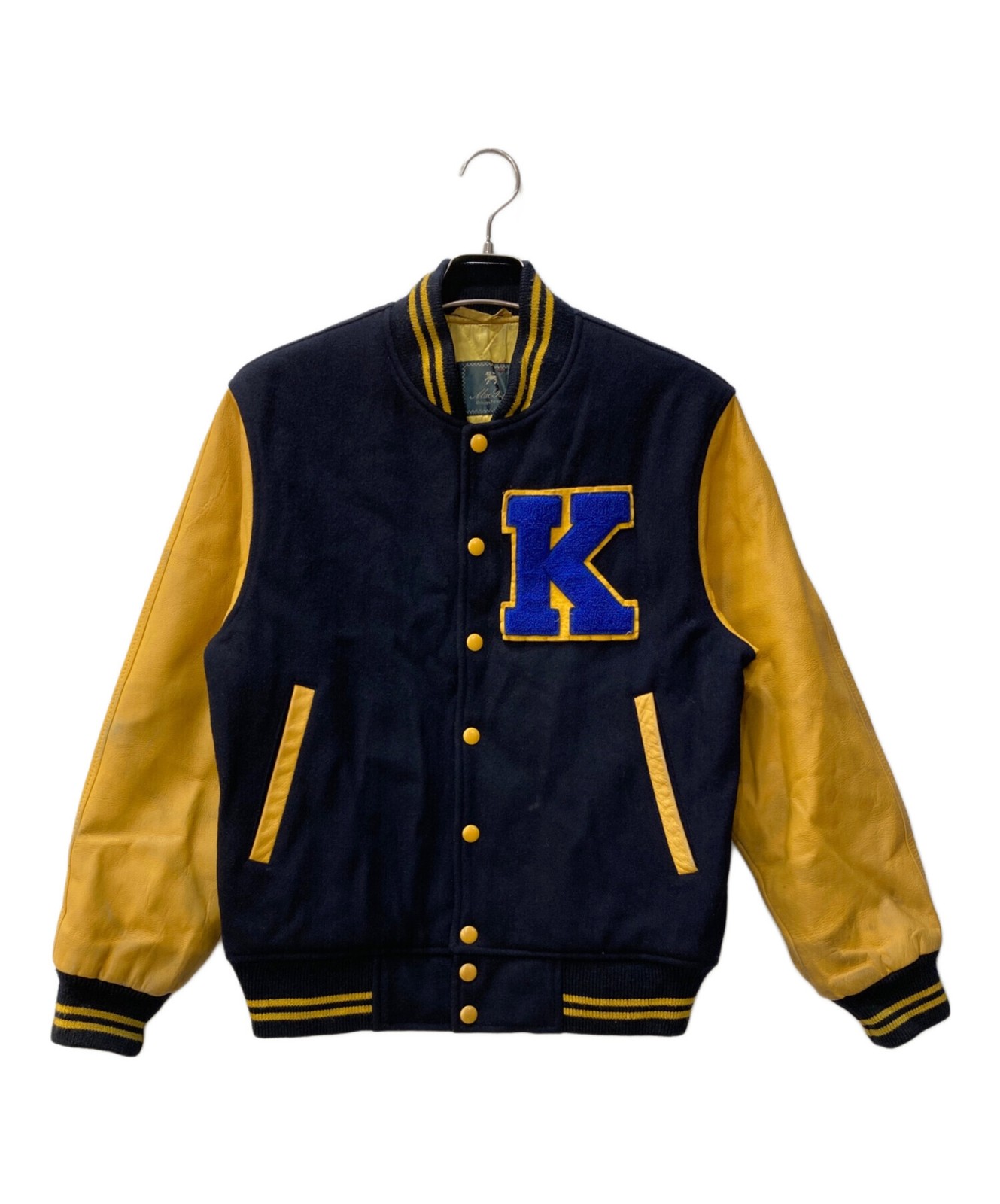 MACBETH Leather switch stadium jacket Size: M Nav… - image 1