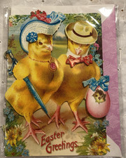 Punch Studio Dapper Chicks in Easter Best Greetings Blank Note Card Die Cut 3D