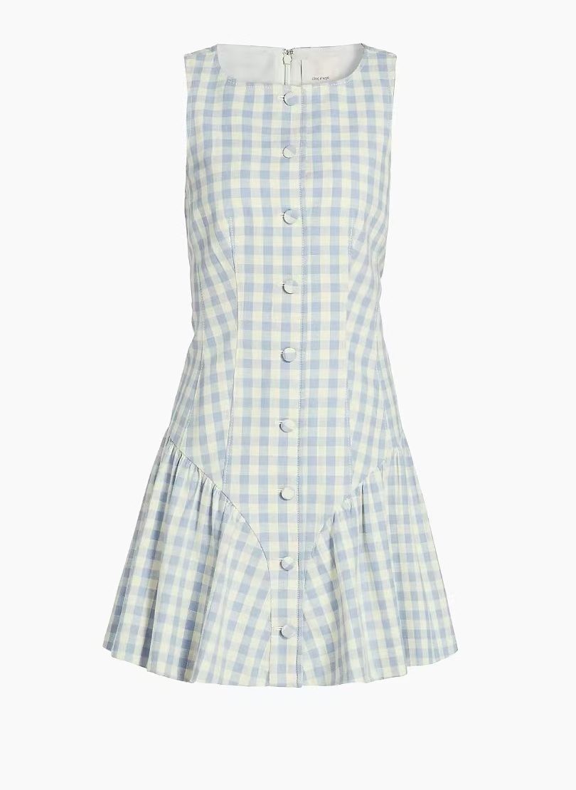 Cinq A Sept Cotton Checked Sleeveless Tank Mini Dress