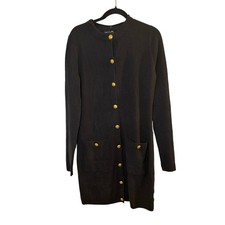 GAP Black Ribbed Gold Button dress NWT size L