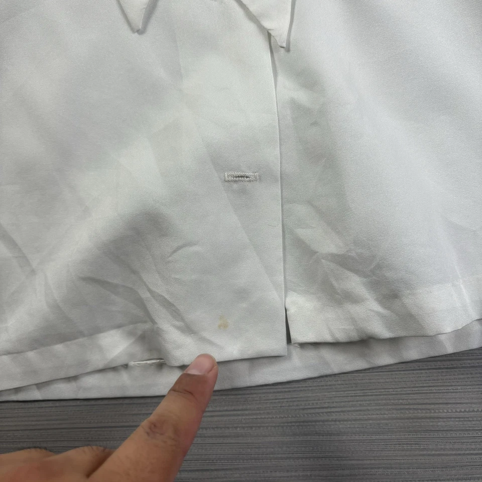 Camisa feminina vintage Lady Manhattan 10 branca gola redonda buceta laço manga longa anos 70 - Imagem 2 de 4