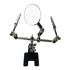 Third Hand Soldering Iron Stand Magnifier 60mm, Clear, Silver 