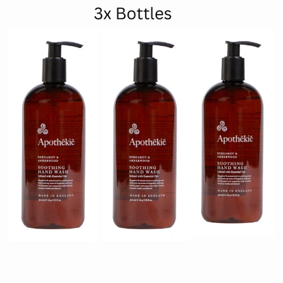 3 x 1000ml APOTHEKIE Bergamot & Shea Soothing Shower Gel with Essential Oils