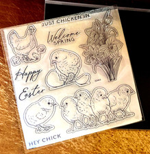 CTMH S2403 JUST CHICKEN IN  Welcome Spring, CHICKS, Happy Easter, Flowers