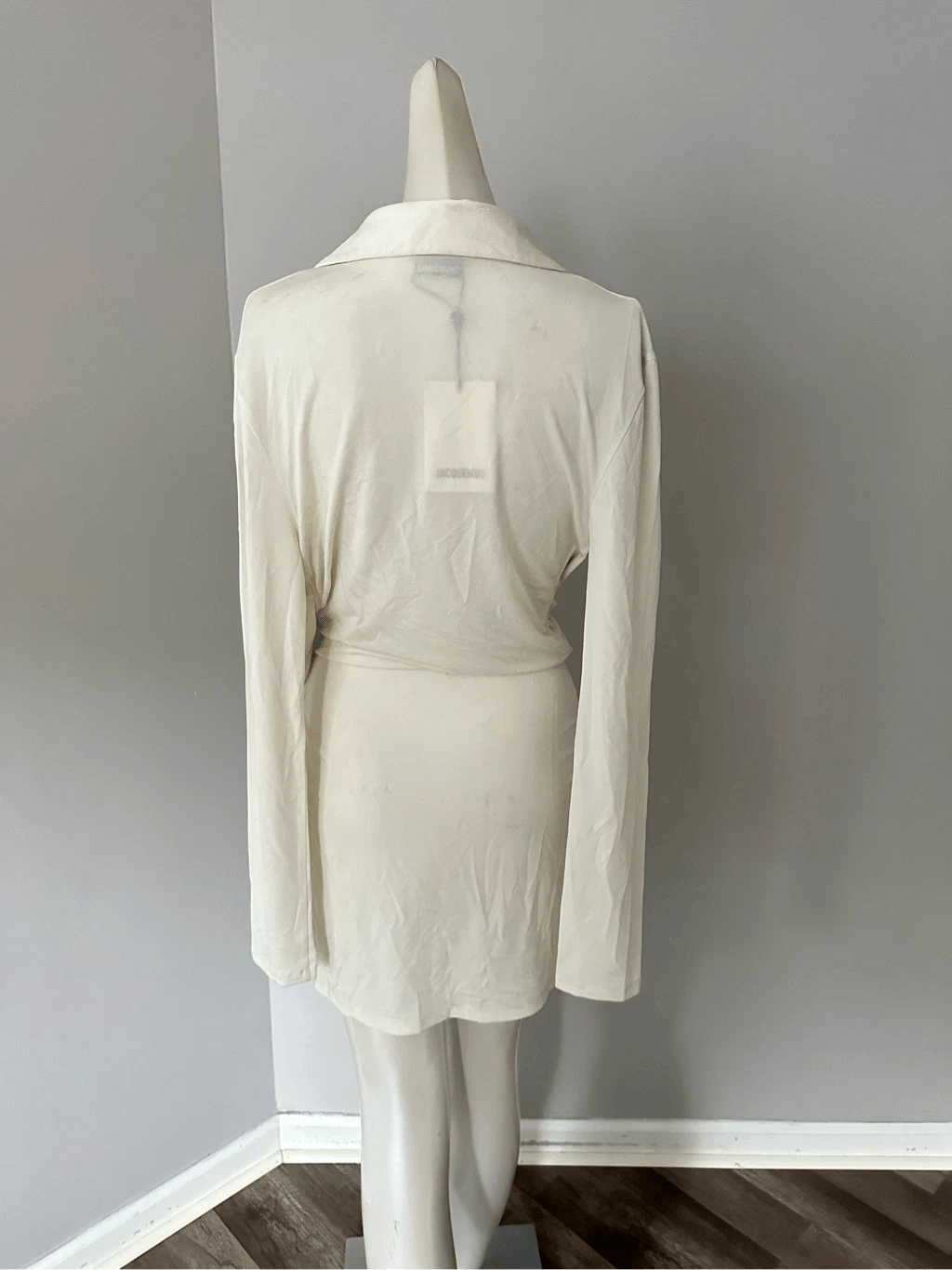 Mini abito Jacquemus La Robe Bahia in jersey di viscosa bianco sporco medio $605 nuovo con etichette