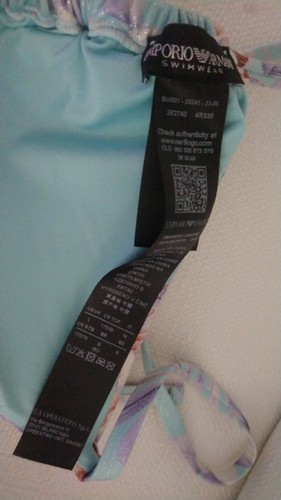 New EMPORIO ARMANI Italy Swimsuit/Bikini - Floral print Aqua Blue - Size L - Picture 6 of 9