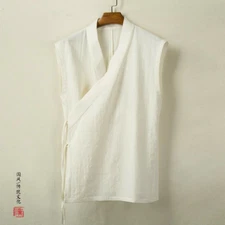 Chinese style of Hanfu Cotton Linen Vest Sleeveless Waistcoat Shirt Tops