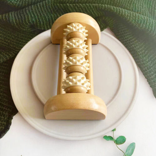 Wooden Foot Pain Massager 4 Rollers Care Reflexology Relax Stress Relief _co - Picture 1 of 7