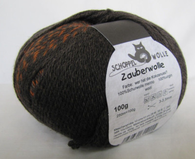 Schoppel Wolle Zauberwolle yarn- 250m- 100% Virgin merino wool, Black/Orange
