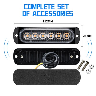 6Pcs Emergency Hazard Flashing Lights Car Pick-upTruck Strobe 6LED Yellow Light