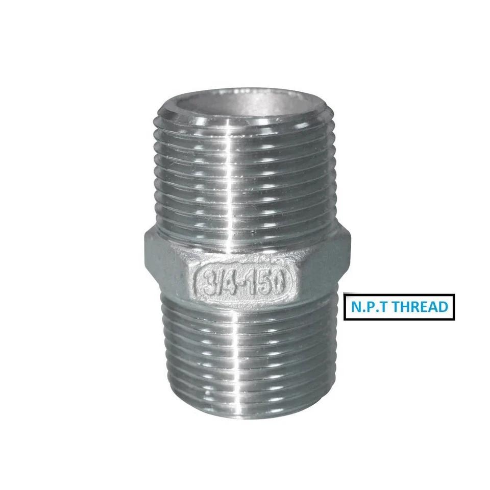 PIPEWORK SUPPLIERS STAINLESS STEEL 316 HEXAGON NIPPLE - NPT