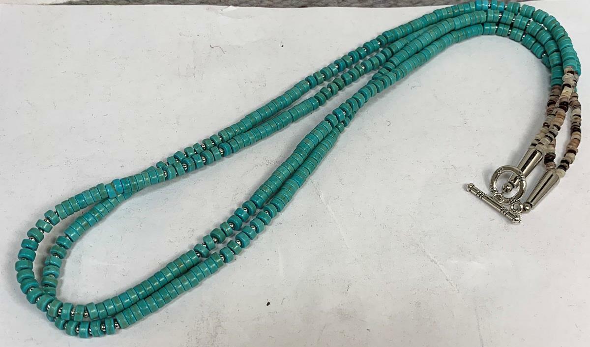 Multi-strands block NEW before selling ☆ reconstitute turquoise mart necklace 24