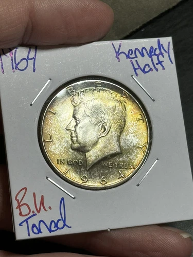 1964 Kennedy Half Dollar BU Uncirculated MS+ Monster Toning Toned Coin (Raw13907