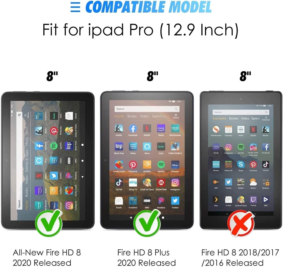 TANTEK 2 Pk Screen Protector for Amazon Fire HD 8, HD 8 Plus, HD Kids 8" 2020 - Image 3 of 4