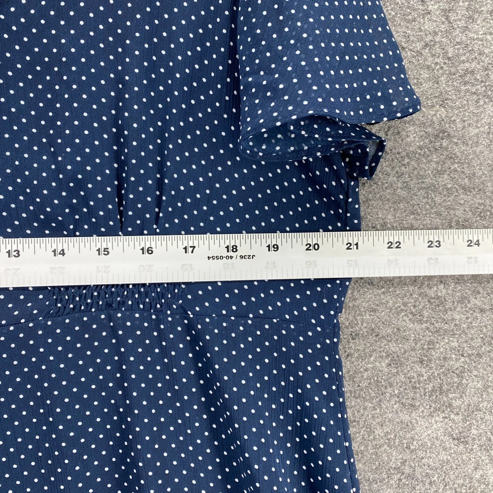 Vestido Sag Harbor Mujer L Grande Azul Lunares Maxi Largo Cremallera Cuello en V Forrado Foto 4 de 4