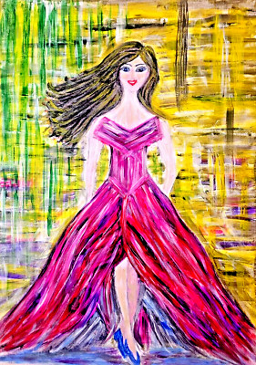 Bild: Top Model , Lady Pink, Acryl, 50 x 70 cm