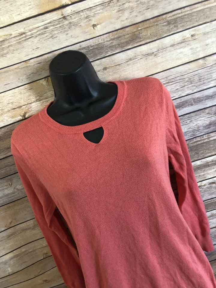 Suéter One A Keyhole para mujer talla pequeña manga larga coral top pulóver informal Foto 3 de 4