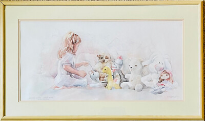 Ellie Weakley Signed Artist Proof ''SPOONFUL OF LOVE'' Watercolor Framed