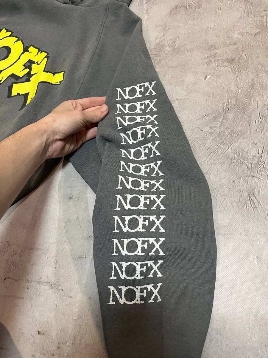 NOFX 90s Vintage Monster Tour Hoodie Gray Punk Music Rare NOFX 90s Vintage Monster Tour Hoodie Gray Punk Music Rare