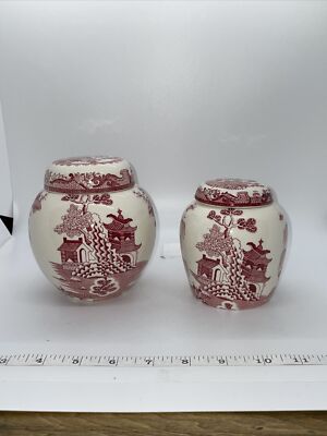 Tea Caddy Twinings LTD England Masons Red Ironstone China Canister Lot of 2