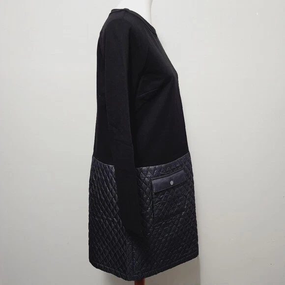 Worth New York Chocoate Chip Black Ponte Quilted Sheath Dress Size Large - Image 3 of 4