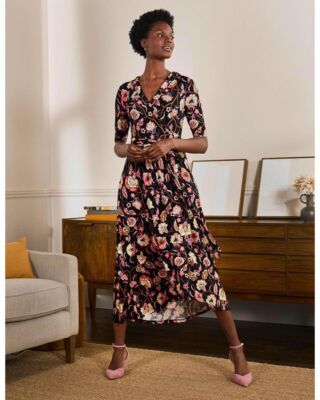 boden lavinia jersey wrap dress Купить 8p blackmulti new with tags (364360411072), США Revera