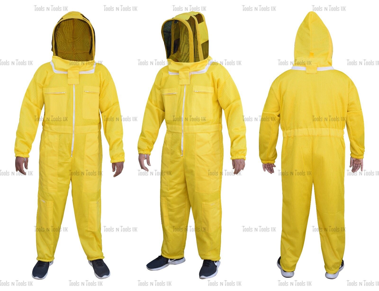 1YELLOW THREE LAYERS MESH ULTRA BEEKEEPING SUIT BEE VENTILATED COOL AIR X-LARGE 2022 Świetne oferty