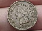 1906 Indian Head Cent Penny- VF/XF Details, Chocolate Brown, 1.5 Diamonds