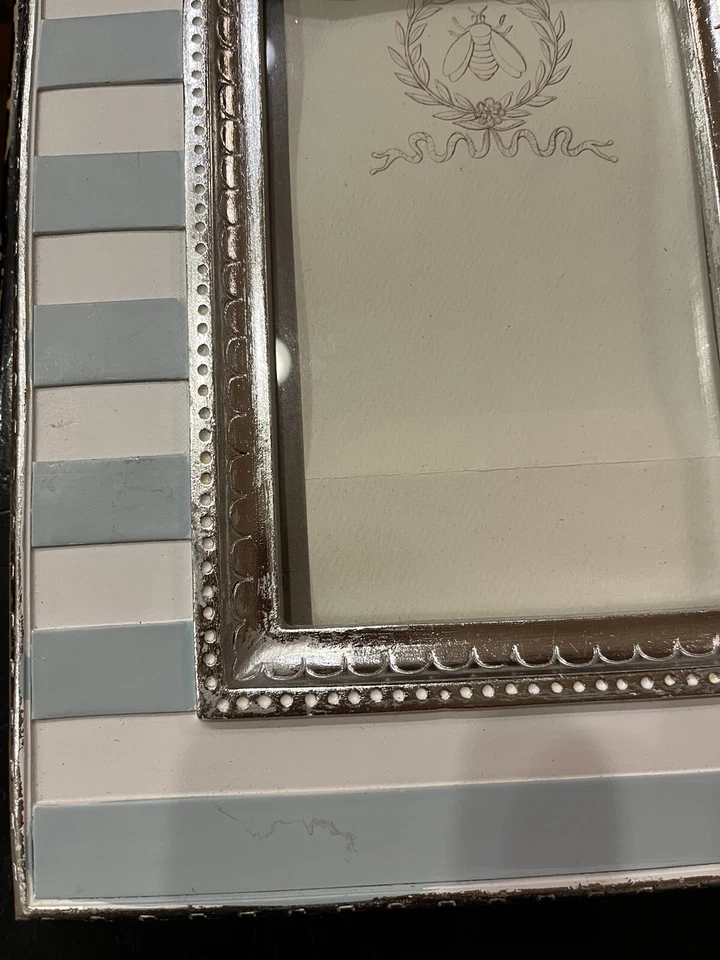 "2 marcos de colección SICURA Italia azul claro/blanco y plata 9,5""x7,5"" foto nueva sin etiquetas 6x4""" Foto 3 de 4