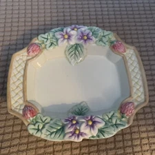 Fitz And Floyd Essentials Hand Crafted Floral Trinket Dish Soap Dish