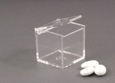50 pz SCATOLINA BOX PORTA CONFETTI PLEXIGLASS 6x6x6 BOMBONIERA MATRIMONI 056G