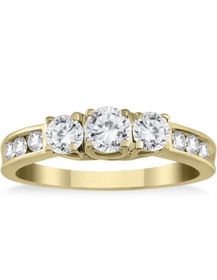 Diamant Drei Steine Ring erhältlich in 10K Gelbgold (1/2ctw - 1 1/2ctw)