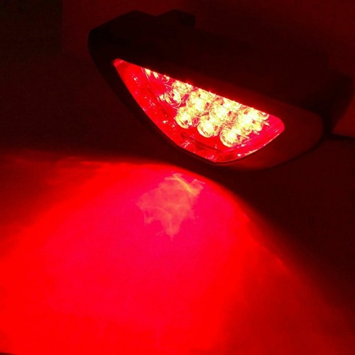 F1 Style Triangle Red 12-LED 3rd Rear Bumper Tail Stop Strobe Light Universal - Picture 8 of 10