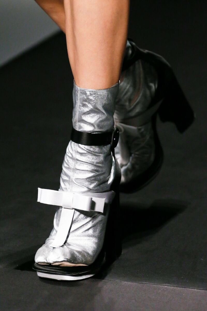 PRADA S/S 2013 RUNWAY Metallic Silver Leather Toe Socks PRADA S/S 2013 RUNWAY Metallic Silver Leather Toe Socks