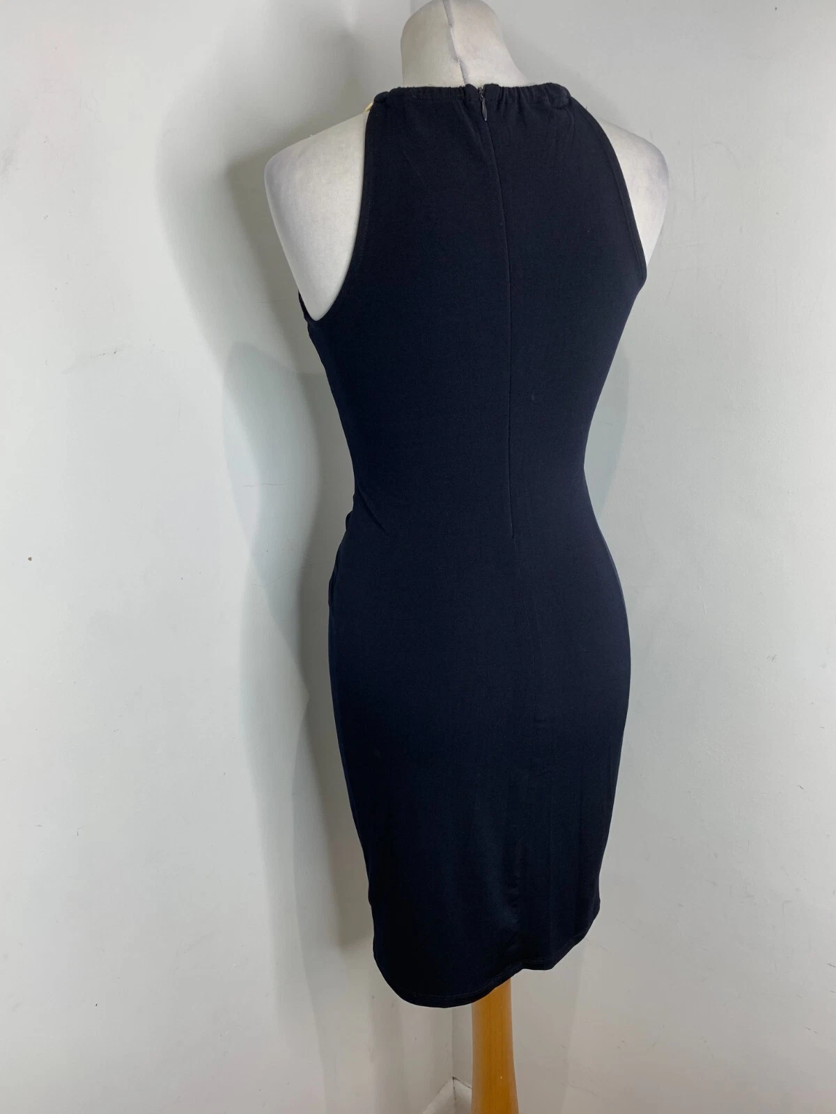 Abito a tubino Michael Kors blu navy increspato tubino laterale XXS in ottime condizioni jersey drappeggio elegante