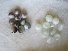 White Cat Eye Marbles And Purply Brown Lot Antique