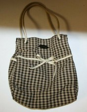 Smaller Nice LONGABERGER Homestead Brown/Tan/Grey Check Tote Bag - PURSE