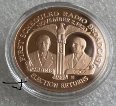KDKA Radio Pittsburgh 1920 Presidential Election Warren Harding James Cox Medal
