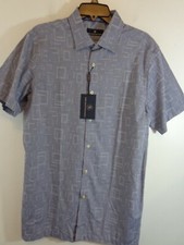 Hart Schaffner Marx Shirt Men's L Blue Grey S/S Button Down New With Tags