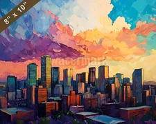 Denver skyline oil painting 8x10 Print