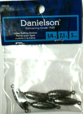Danielson Inline Trolling Sinkers 1/4 oz, TWO Packs (5 per pk) #STI1/4
