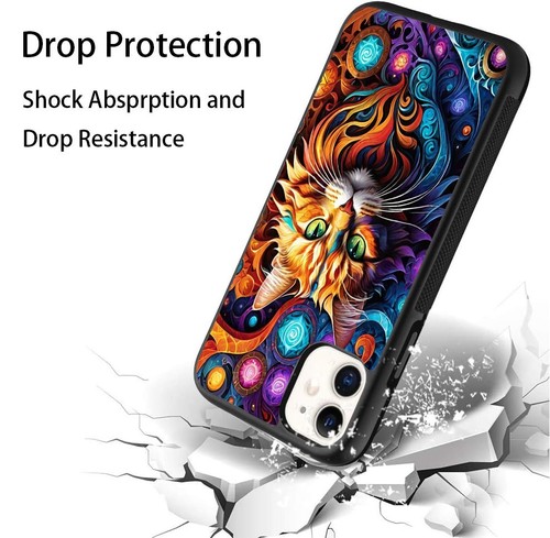 Rainbow Magical Fractal Cat For iPhone SE XS XR Max 5 6 7 8 Plus Protective Case - Picture 14 of 25