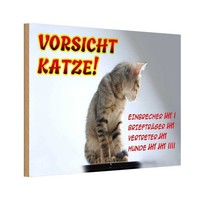 Holzschild 12X18 Cm Vorsicht Katze Strichliste Warnschild Hinweisschild Deko Ges