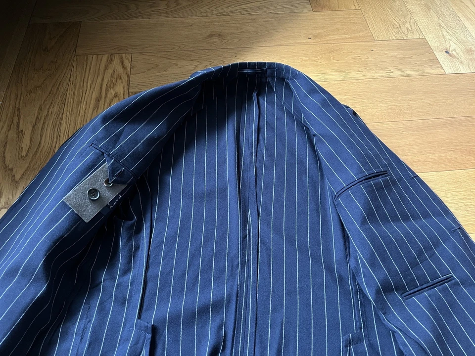 Drake’s Pinstripe Suit Navy IT48 UK38 - Image 3 of 4
