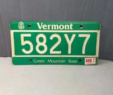 License Plate  Vermont Green Mountain State Maple Tree # 582Y7