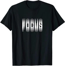 NEW Focus Optical Illusion Trippy Typography T-Shirt - MADE IN USA